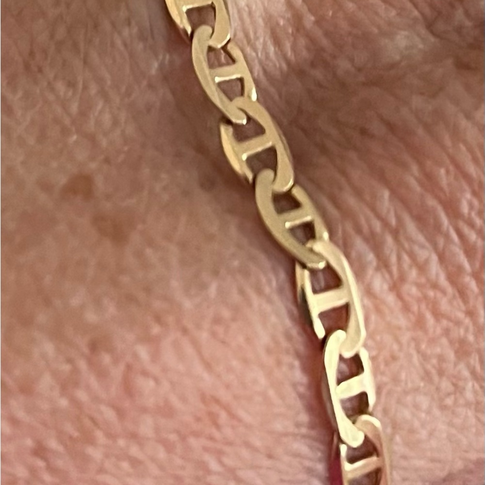 14K Gold Figaro Chain Bracelet - Women's Elegant Gold Link Bracelet Italy - Picture 4 of 11